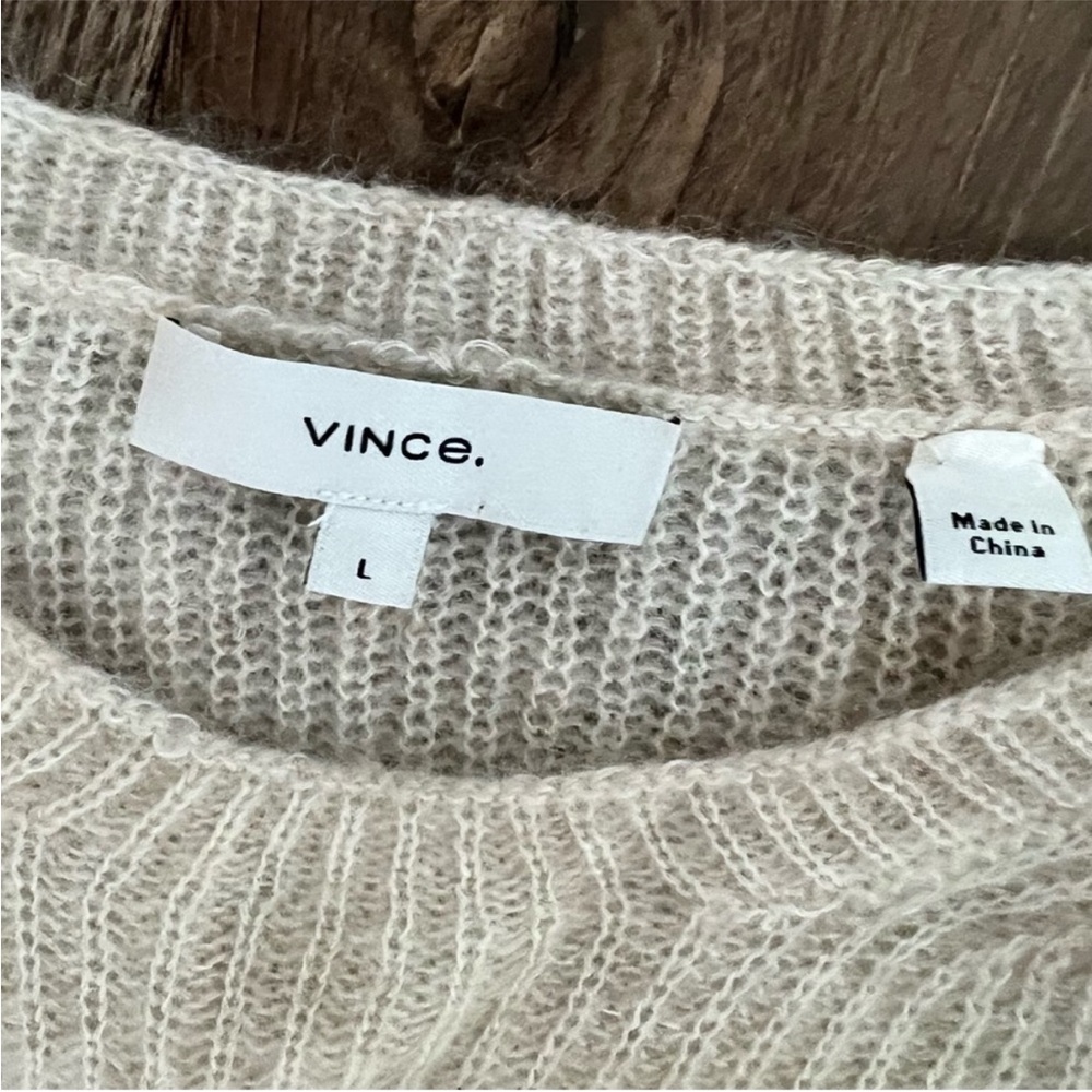 Vince Cream Scoop Neck Knit Sweater